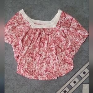 Allison Brittney Red and White Floral Top